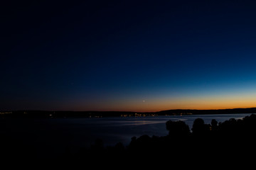 Sunset view over the german Bodensee lake