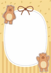Cute card design template with bear illustration