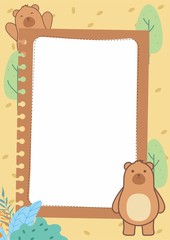 Cute card design template with bear illustration