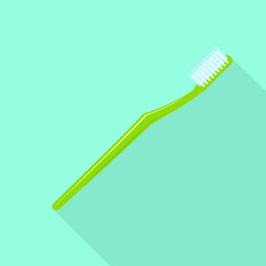 Green toothbrush icon. Flat illustration of green toothbrush vector icon for web design