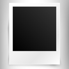 Realistic frame for instant polaroid format foto. White plastic frame with space for a photo. Retro style. Made according to the exact dimensions of the standard polaroid. Vector illustration.