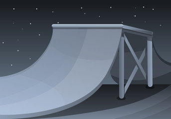 Skate park at night concept background. Cartoon illustration of skate park at night vector concept background for web design