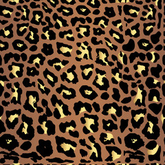 Seamless gold leopard print. Vector pattern, texture, background