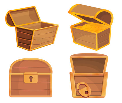 Dower chest icons set. Cartoon set of dower chest vector icons for web design