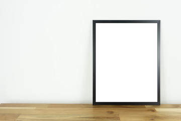 Stylish thin black blank frame. Modern home decor. Mock up. Isolated