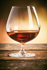 Elegant snifter with glowing French cognac