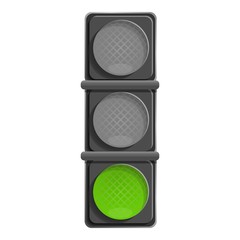 City green traffic light icon. Cartoon of city green traffic light vector icon for web design isolated on white background