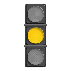 City yellow traffic light icon. Cartoon of city yellow traffic light vector icon for web design isolated on white background