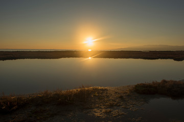 Fototapeta na wymiar Sunset on the coast of the ebre delta
