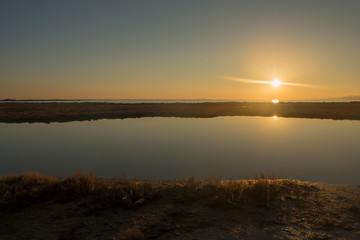 Sunset on the coast of the ebre delta