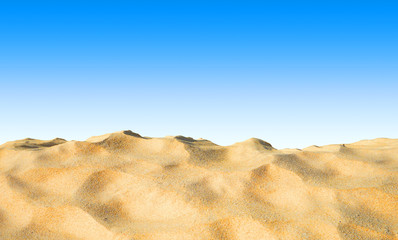 Sand on blue sky background.