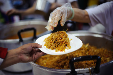 Charity food is free for people in slums.