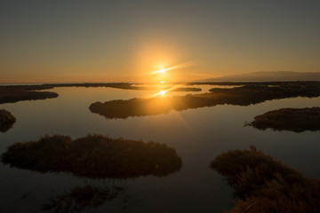Sunset on the coast of the ebre delta