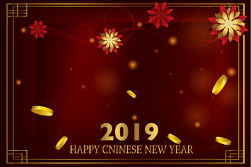 Chinese New Year greeting design template in oriental style. 