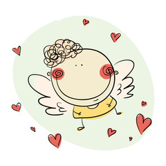 Vector flat hand drawn sketch of angel