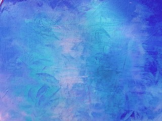 Fototapeta na wymiar Blue Abstract Painted Background - Brush Strokes on Canvas