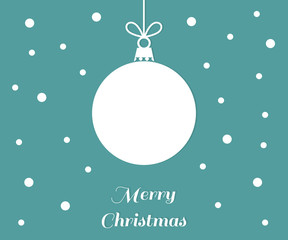 Christmas hanging bauble on blue winter background