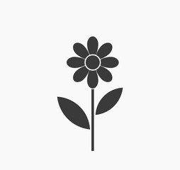 Simple black daisy flower icon.