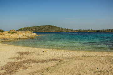 tropic sand beach sea lagoon shoreline Asian nature summer bright and colorful landscape 