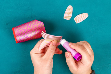 Diy koi carp fish on blue green background.