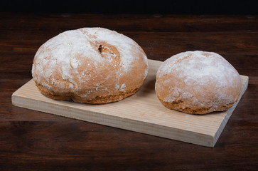 Rustic homemade bread of wholemeal spelled flour