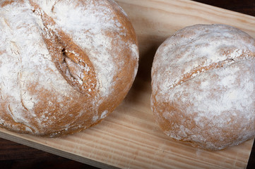 Rustic homemade bread of wholemeal spelled flour
