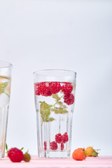 Detox infused flavored water with three color raspberry