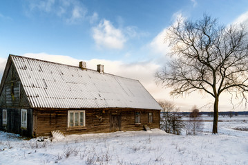 Zima w Dolinie Narwi, Podlasie, Polska