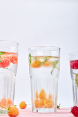 Detox infused flavored water with three color raspberry