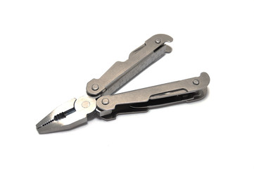 Versatile tool on white background close-up