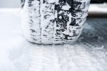 car wheel on snow
