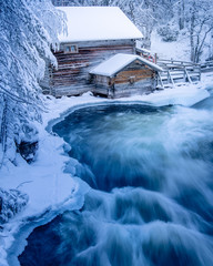 Blue winter river cabin 
