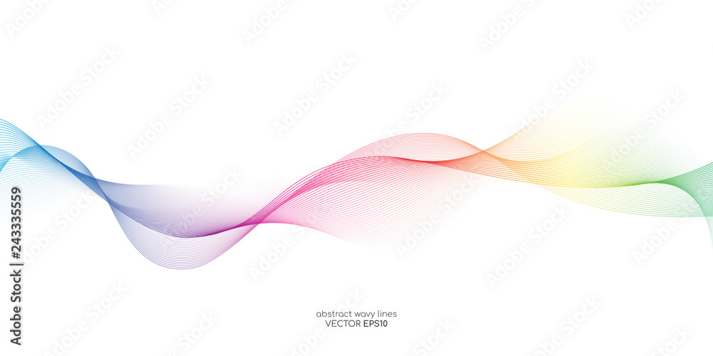 Aufkleber Abstract vector colorful wave line flowing isolated on white background for design elements in concept technology, music, science, A.I.