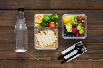 Healthy and nutritious packed lunch meal on a wooden table - Powered by Adobe