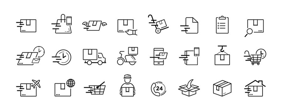 Shipping and delivery service vector icon set