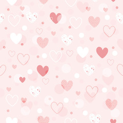 Cute seamless pattern hearts draw by hand. Vector illustration