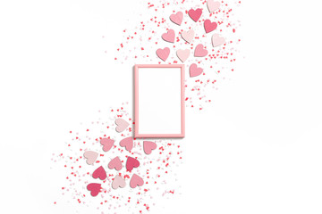 Photo frame mock up with colorful hearts