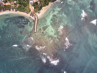 air view of the ocean and beach. City of mirissa, Sri Lanka. Shooting from the air.