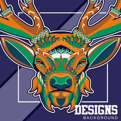 Fototapeta premium deer sketch vector graphics color head with horns - Vector