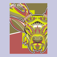 deer sketch vector graphics color head with horns - Vector