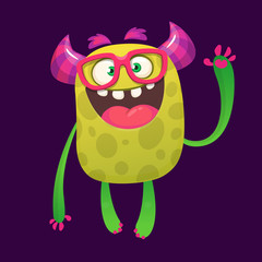 Cartoon monster  wearing eyeglasses. Vector monster illustration isolated