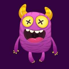 Cool cartoon monster smiling. Halloween vector monster