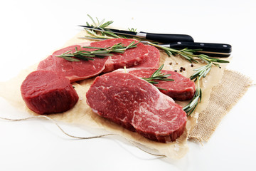 Steak raw. Barbecue Rib Eye Steak, dry Aged Wagyu Entrecote Steak.