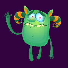 Funny crying monster with tears on her eyes. Halloween design 