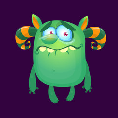 Funny crying monster with tears on her eyes. Halloween design 