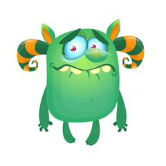 Funny crying monster with tears on her eyes. Halloween design 