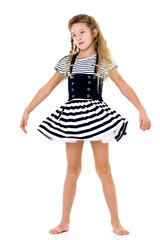 The little girl is full-length.