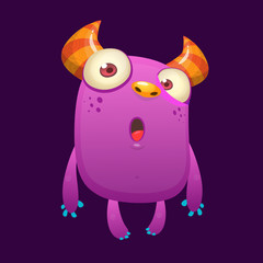 Funny smonster with surprised expression. Cartoon vector illustration