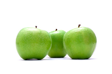 Green apples isolated on a white background.