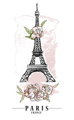 Fototapeta na wymiar Paris vector illustration. Floral backround, vector illustration.